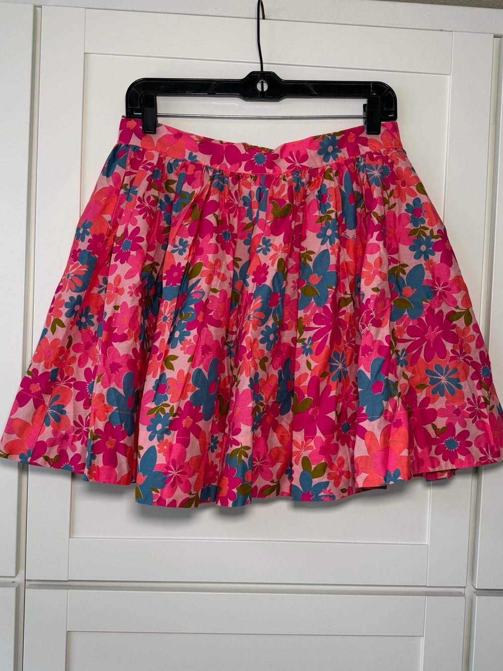 New Tracy Feith Floral Neon Pleated Mini Skirt Cottage Fairy Preppy Colorful